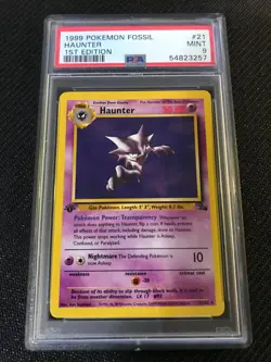 PSA 9 MINT Haunter 21 Fossil 1st Edition Pokemon Card - Image 1