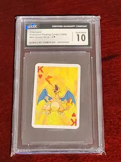 1999 BICYCLE POKEMON MINI PLAYING CARDS GREEN DECK CHARIZARD GREEN-KING OF HEART - Image 1
