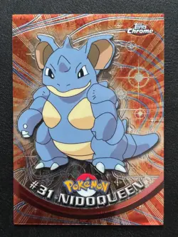 2000 Pokemon Topps Chrome Trading Card Series 1 TV Animation Nidoqueen #31 - MP - Image 1