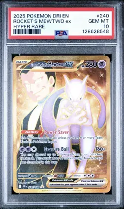 2025 POKEMON DRI EN-DESTINED RIVALS HYPER RARE TEAM ROCKET'S MEWTWO EX PSA 10 - Image 1
