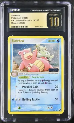 CGC 10 PRISTINE Slowbro EX Unseen Forces 13/115 Reverse Holo Stamped Pokemon - Image 1