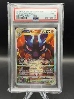 Pokemon Lucario VSTAR Crown Zenith Black Star Full Art Promo SWSH291 PSA 9 - Image 1