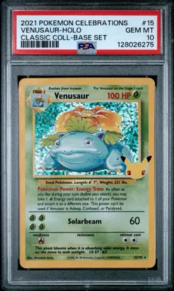 2021 Pokemon Celebrations Venusaur Holo Classic Collection Base Set #15 PSA 10 - Image 1