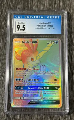 POP 7 Cgc Gem Mint 10/9.5 Rainbow Keldeo GX Pokemon Secret Unified Minds 240/236 - Image 1