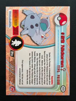 2000 Pokemon Topps Series 1 - Black Logo - Pokeball Foil - Nidoran #29 - NM - Image 2