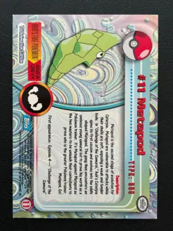 2000 Pokemon Topps Series 1 - Blue Logo - Silver Foil - Metapod #11 - NM/LP - Image 2