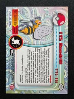 2000 Pokemon Topps Series 1 - Black Logo - Sunrays Foil - Beedrill #15 - NM/LP - Image 2