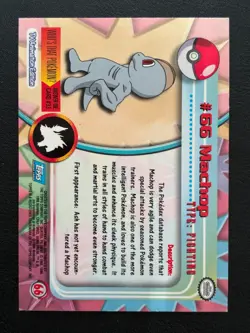 2000 Pokemon Topps Series 1 - Blue Logo - Silver Foil - Machop #66 - NM/LP - Image 2