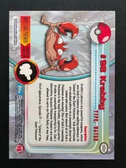 2000 Pokemon Topps Series 2 - Blue Logo - Silver Foil - Krabby #98 - NM/LP - Image 2