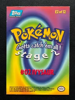 1999 Pokemon Topps Movie Edition - Blue Logo - Silver Foil - Ivysaur #E2 - LP/MP - Image 2