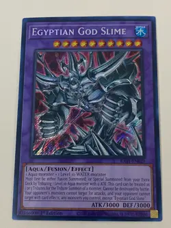 Yugioh - Egyptian God Slime x 3 - 1st Edition Secret Rare NM - Free Holo Card - Image 3