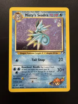 Pokemon TCG 2000 Misty's Seadra Gym Heroes Holo Card 9/132 Unlimited Rare - Image 1