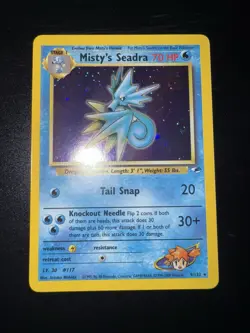Pokemon TCG 2000 Misty's Seadra Gym Heroes Holo Card 9/132 Unlimited Rare - Image 3