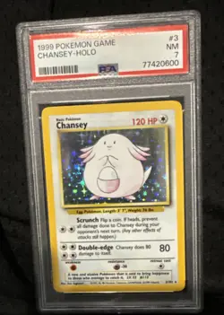1999 POKEMON BASE SET UNLIMITED #3 CHANSEY HOLO PSA 7 Graded Card - Image 1