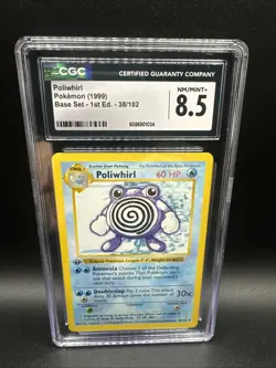 Pokemon Poliwhirl Base Set Shadowless 1st Edition #38 CGC 8 Graded Pokemon Card - Image 1