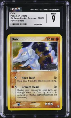 CGC 9 MINT Onix EX Team Rocket Returns 69/109 Reverse Holo Stamped Pokemon Card - Image 1