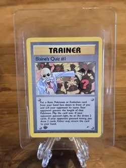 BLAINE'S QUIZ #1 097/132 Gym Heroes 1st Edition Pokemon Card Rare WOTC NM - Image 1