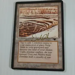 MTG Strip Mine Antiquities *AUTOGRAPHED BY Daniel Gelon* Variant 82a *VINTAGE* - Image 1