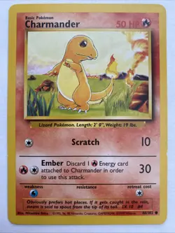 Pokemon TCG Charmander Base Set 46/102 Unlimited Common 1999 WOTC MP - Image 1