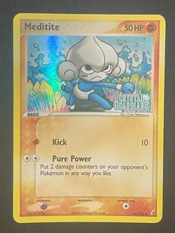 Meditite 56/100 | 2006 Pokemon EX Crystal Guardians Stamped Reverse Holo | LP - Image 1