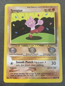 Tyrogue 66/75 Regular Neo Discovery Pokemon TCG LP - Image 1