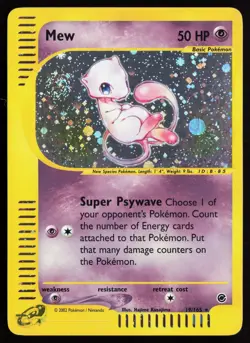 2002 Pokemon Expedition Mew #19 /165 Holo eReader SWIRL LP+ - Image 1