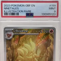 2023 POKEMON OBF EN-OBSIDIAN FLAMES ILLUSTRATION RARE #199 NINETALES PSA 9 MINT - Image 2