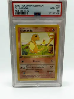 1999 Charmander 1st edition base set GERMAN PSA 10 (free diglett card) - Image 1