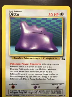 Ditto 18/62 Fossil Set Rare Non-Holo Pokemon Card 1999 NM+ - Image 3