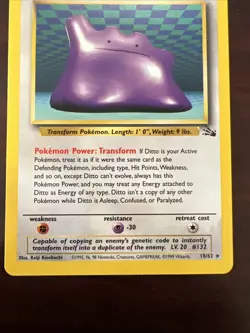Ditto 18/62 Fossil Set Rare Non-Holo Pokemon Card 1999 NM+ - Image 4