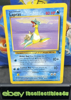 Lapras Pokemon Card - 25/62 Non Holo Rare Fossil Set 1999 WOTC Vintage F/S - Image 1