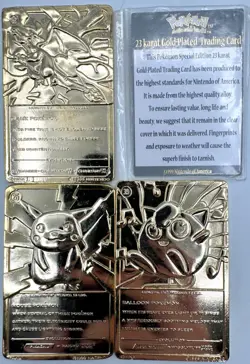 1999 Pokemon 23k Gold Plated Card Pikachu JIGGLYPUFF CHARIZARD - Image 2