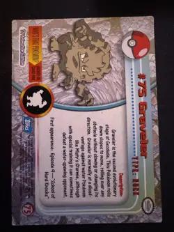 Graveler #75 - Blue Logo - Non-Holo - SERIES 1 - TOPPS POKEMON CARD - MP - Image 2