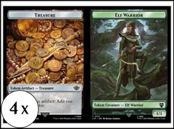 MTG - 4 x Treasure Elf Warrior Token - Playset 4x x4 - Lord of the Rings - LOTR - Image 1