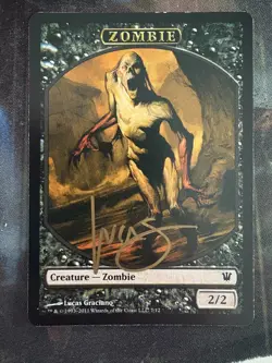 MTG Zombie Token Signed by Lucas Graciano Innistrad MTG Magic LP - Image 1