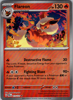 2025 Pokemon SV Prismatic Evolutions Reverse Holo Master Ball #013/131 Flareon - Image 1