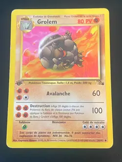 CARTE POKEMON GROLEM 36/62 EDITION 1 FR PEU COMMUNE WIZARDS FOSSILE - BE/TBE - Image 1