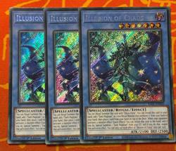 YUGIOH ILLUSION OF CHAOS SECRET RARE NM RA02-EN020 x3 PLAYSET - Image 1
