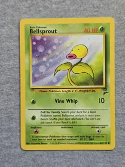 Pokemon TCG Bellsprout 66/130 Base Set 2 Unlimited Common Card WOTC - Image 1