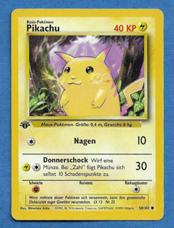 PIKACHU UNPLAYED 1999 GERMAN POKEMON 1ST ED BASE SET CARD 58/102 - Image 1