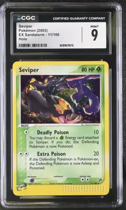 CGC 9 MINT Seviper 2003 EX Sandstorm 11/100 Holo Pokemon Card - Image 1