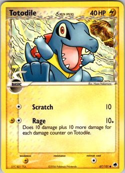 Totodile Delta Species 67/101 EX Dragon Frontiers Common Pokemon Card LP - Image 1