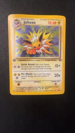 1st Edition Jolteon 4/64 Holo Rare Jungle Set 1999 Pokemon WOTC Card Vintage MP - Image 1