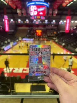 One Piece Monkey.D.Luffy US College Basketball Promo Card Rutgers SGA IN HAND - Image 1