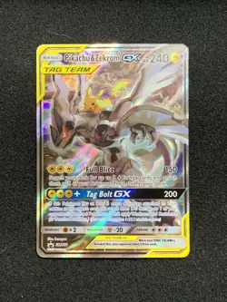 Pokemon TCG Pikachu & Zekrom GX SM168 Promo Black Star Holo Card (NEAR MINT) - Image 1