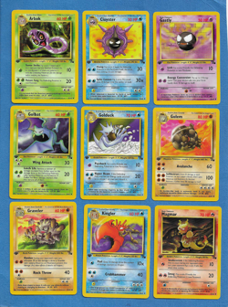 LOT OF 15 DIFF 1999 POKEMON FOSSIL 1ST EDITION UNCOMMON CARDS - NMMT - Image 1