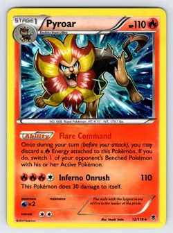 Pyroar 12/119 2014 Phantom Forces Pokemon Card Promo Cosmos Holo Rare - Nm/Vlp - Image 1