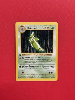1st Edition Metapod 054/102 Pokemon Base Set (Shadowless) (Damaged) - Image 1