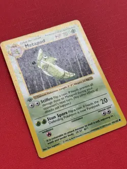 1st Edition Metapod 054/102 Pokemon Base Set (Shadowless) (Damaged) - Image 2