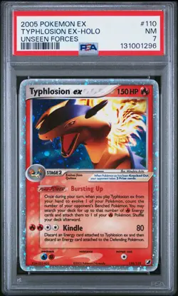 2005 POKEMON EX UNSEEN FORCES #110 TYPHLOSION EX-HOLO PSA 7 - Image 1